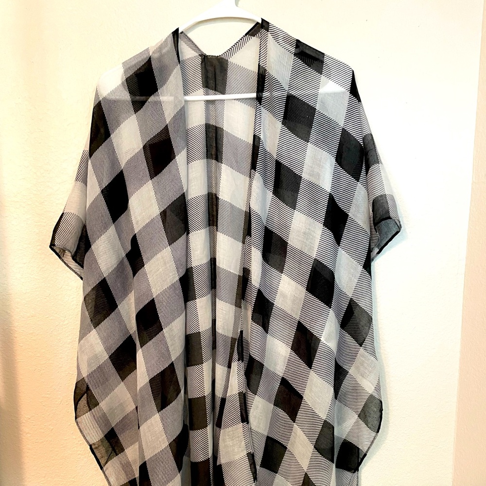 Sheer Buffalo plaid cover up